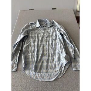 Peter Millar Shirt Mens Large Blue Plaid Long Sleeve Button Up Cotton Casual